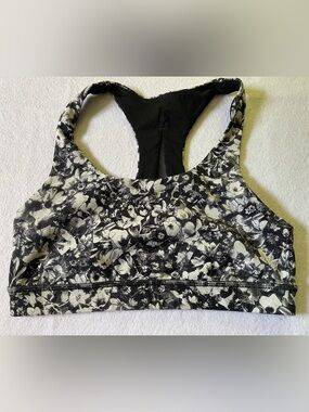 Lululemon athletica Black & White Floral Racerback Sports Bra